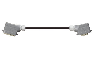 Han 6B Connector housing (pin) to Han 6B Connector housing (socket), Single locking lever on both sides, angled, PVC 12.5 x d