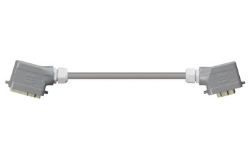 Han 6B Connector housing (pin) to Han 6B Connector housing (socket), Single locking lever on both sides, angled, PVC 7.5 x d