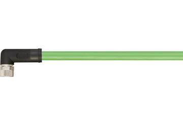 Industrial Profinet cables, PVC, connector A: M8 socket angled, connector B: open cable end, 12.5xd