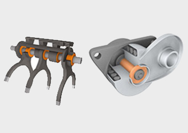 Plain bearings in gear actuators and belt tensioners