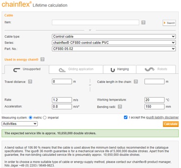 chainflex® lifetime calculator