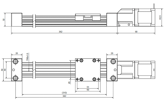 Linear axis with motor