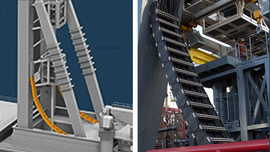 e-chains on the pipe-laying tower