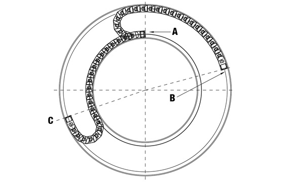 Drawing of a Reverse Bend Radius example