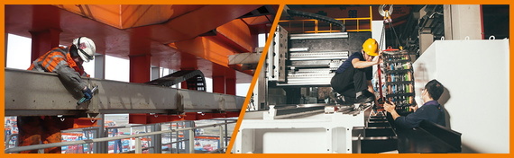 e-chain installation on a crane