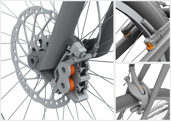 Plain bearing in bicycle brakes