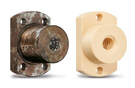 Corrosion-free drylin® plastic lead screw nuts