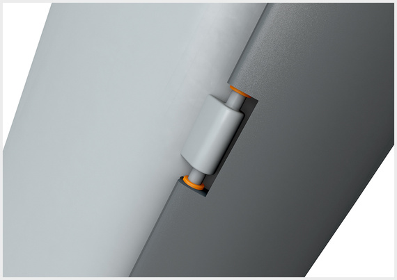 Plain bearings in the hinges of the battery cover