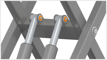 Plain bearing in the cylinder bearing of a lifting table