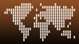 Map of the world with oil barrels