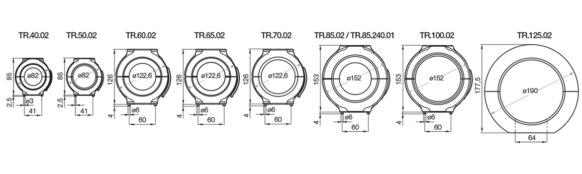 Standard mounting brackets without strain relief